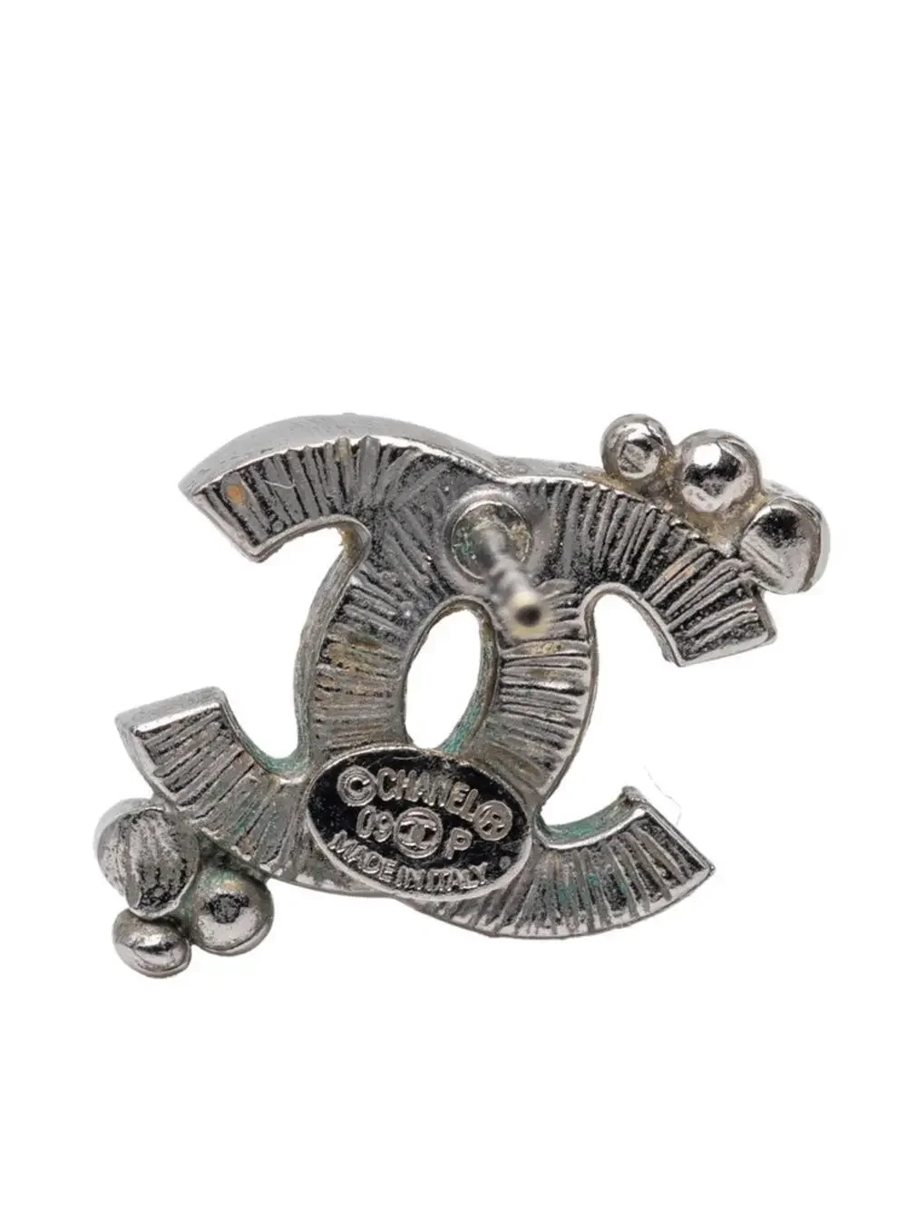 Chanel Cc Logo Stud Earrings Silver- #287780C59B